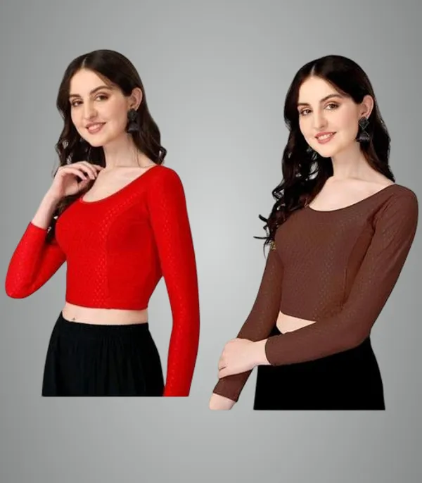 Multicolor_Premium_Lycra_Blouse_For_Women_Pack_Of_2