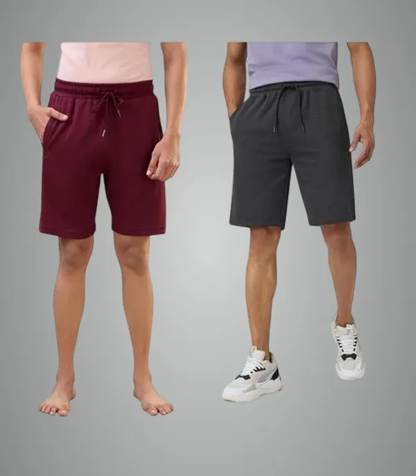 Green_And_Maroon_Premium_Lycra_Shorts_For_Men_Pack_Of_2