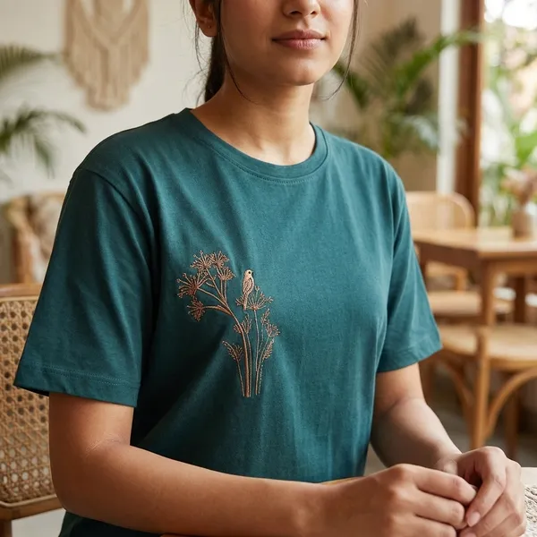 Teal_Hosiyari_Cotton_Stylish_T-Shirt_For_Women