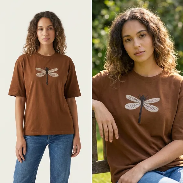 Brown_Hosiyari_Cotton_Stylish_T-Shirt_For_Women