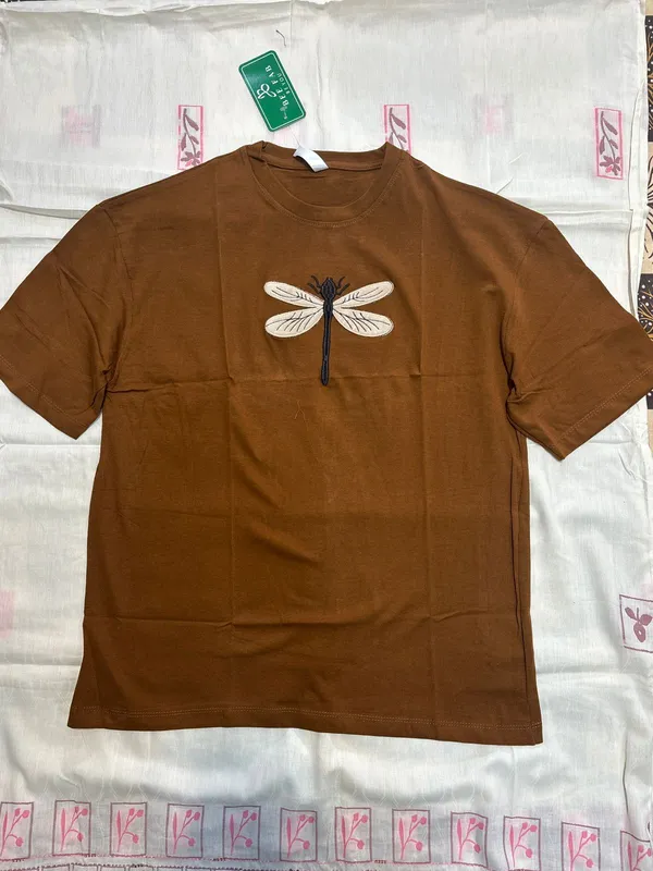 Brown_Hosiyari_Cotton_Stylish_T-Shirt_For_Women