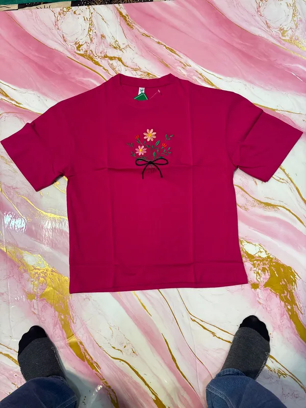 Pink_Hosiyari_Cotton_Stylish_T-Shirt_For_Women
