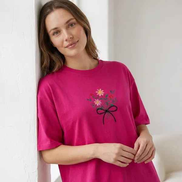 Pink_Hosiyari_Cotton_Stylish_T-Shirt_For_Women