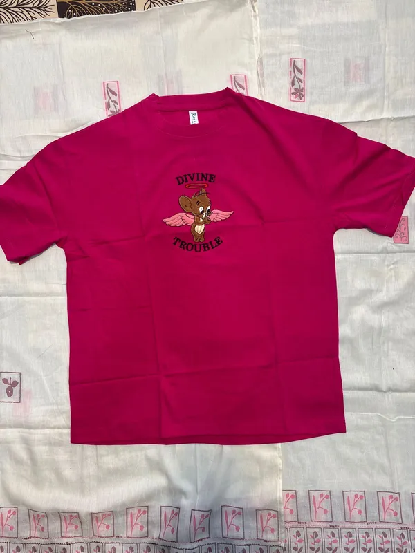 Pink_Hosiyari_Cotton_Stylish_T-Shirt_For_Women