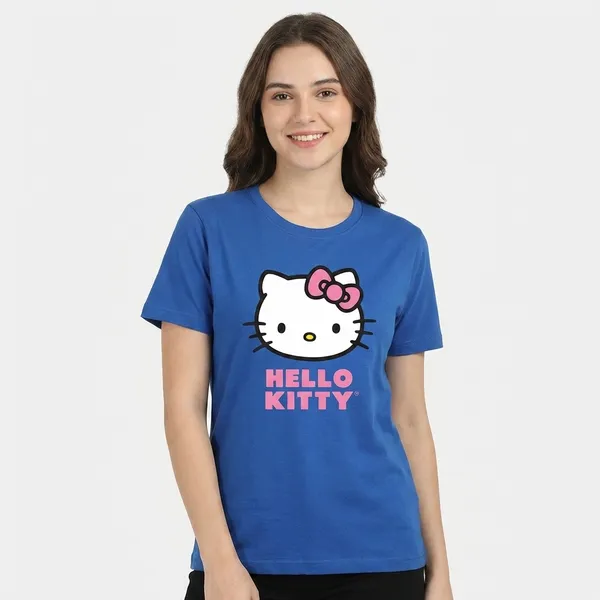 Blue_Hosiery_Cotton_Stylish_T-Shirt_For_Women