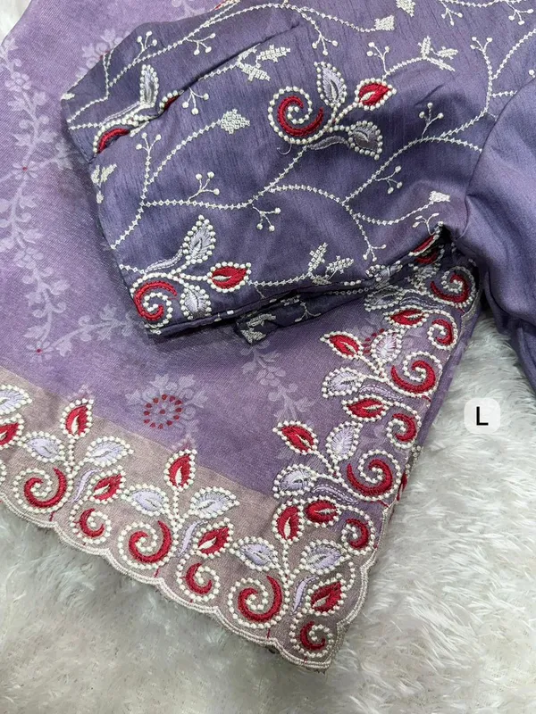 Purple_Embroidered_Saree_With_Unstitched_Blouse