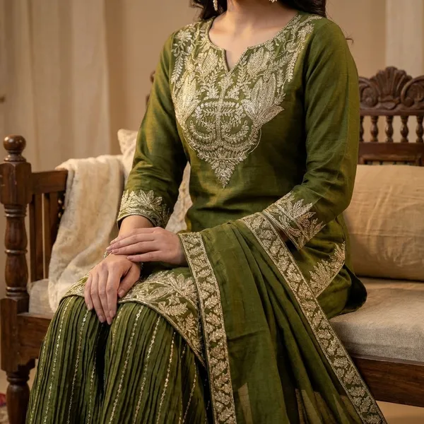 Olive_Green_Embroidered_Ethnic_Suit_Set_With_Dupatta