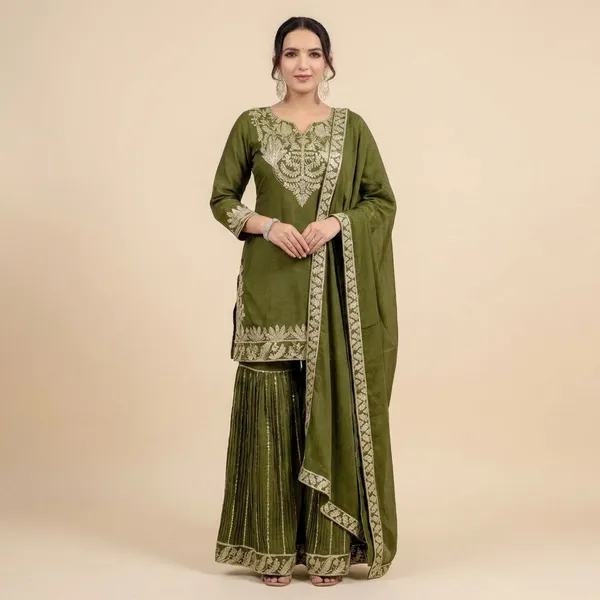 Olive_Green_Embroidered_Ethnic_Suit_Set_With_Dupatta