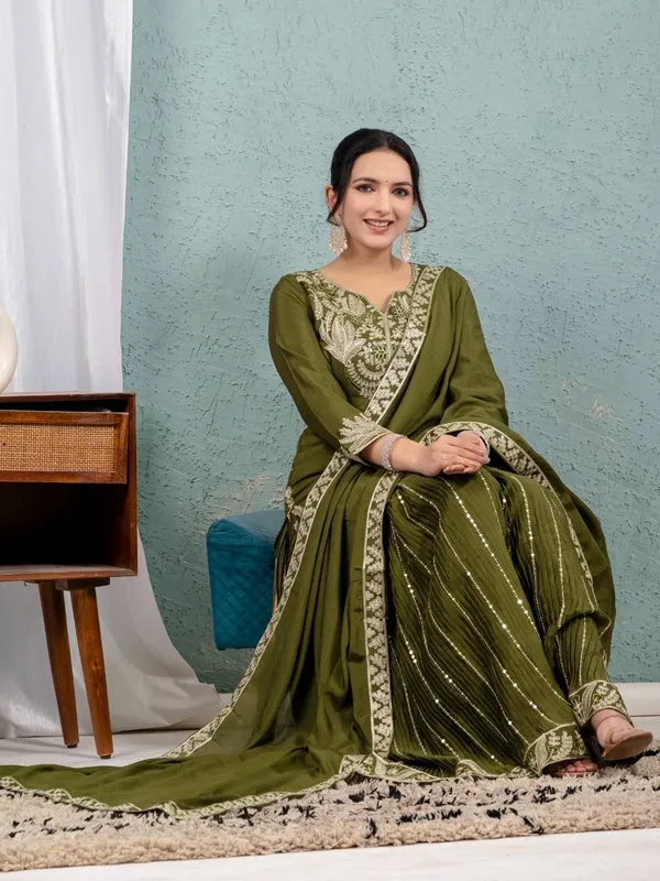 Olive_Green_Embroidered_Ethnic_Suit_Set_With_Dupatta