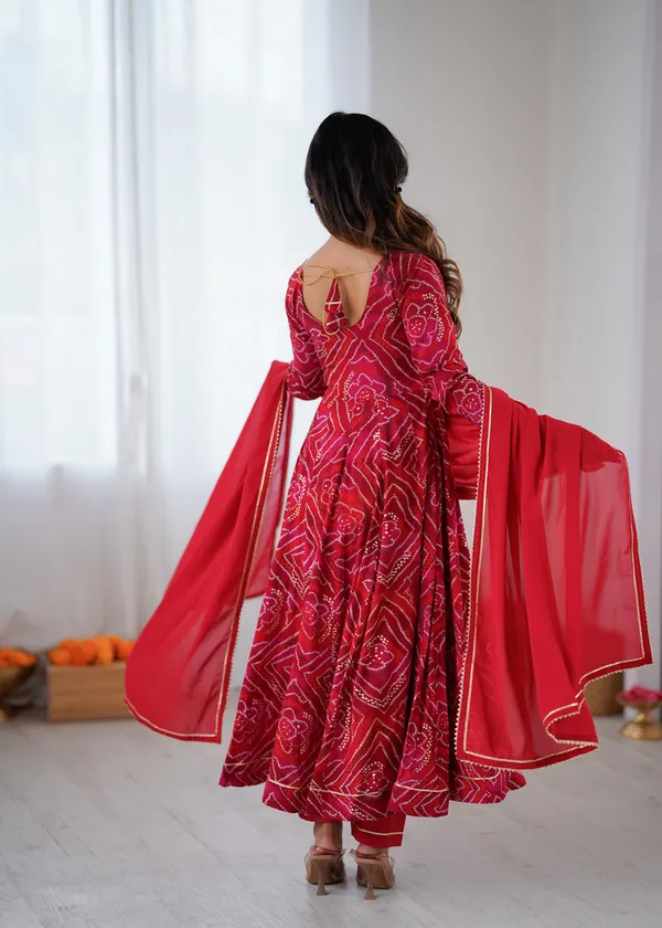 Red_Bandhani_Anarkali_Suit_Set_With_Dupatta_-_Traditional_Ethnic_Wear