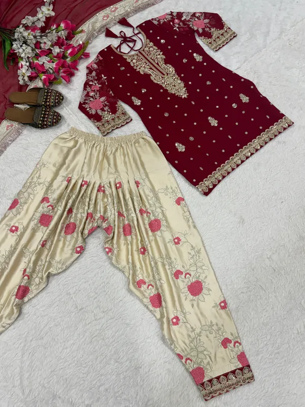 Red_And_Gold_Embroidered_Palazzo_Suit_Set_-_Bridal_And_Festive_Ethnic_Wear