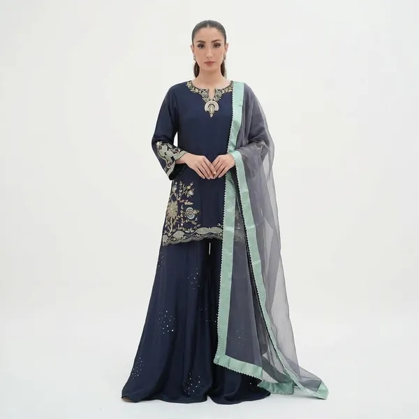 Navy_Blue_Embroidered_Sharara_Suit_Set_With_Floral_Detailing