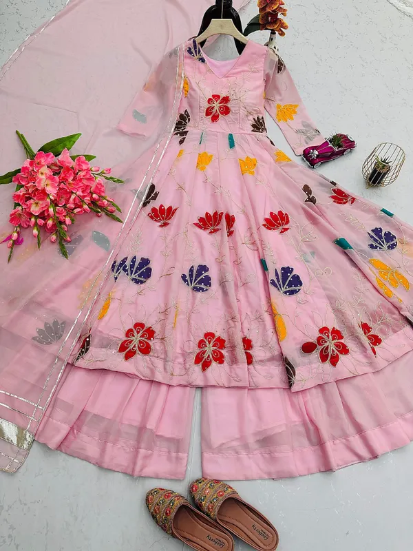 Pink_Embroidered_Anarkali_Suit_With_Dupatta_-_Floral_Print_Ethnic_Dress_Set