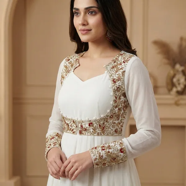 White_Off_Shoulder_Midi_Dress_With_Floral_Embroidered_Sleeves