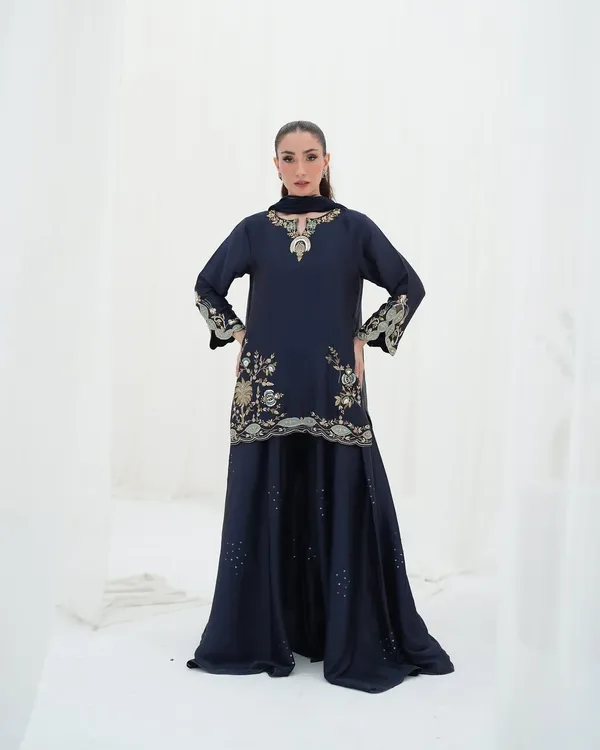 Navy_Blue_Embroidered_Sharara_Suit_Set_With_Floral_Detailing