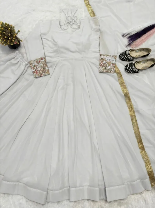 White_Off_Shoulder_Midi_Dress_With_Floral_Embroidered_Sleeves