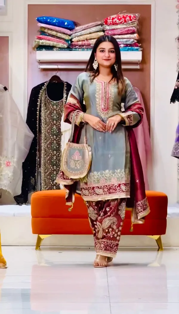 Designer_Embroidered_Pakistani_Salwar_Suit_With_Dupatta_-_Grey_And_Maroon