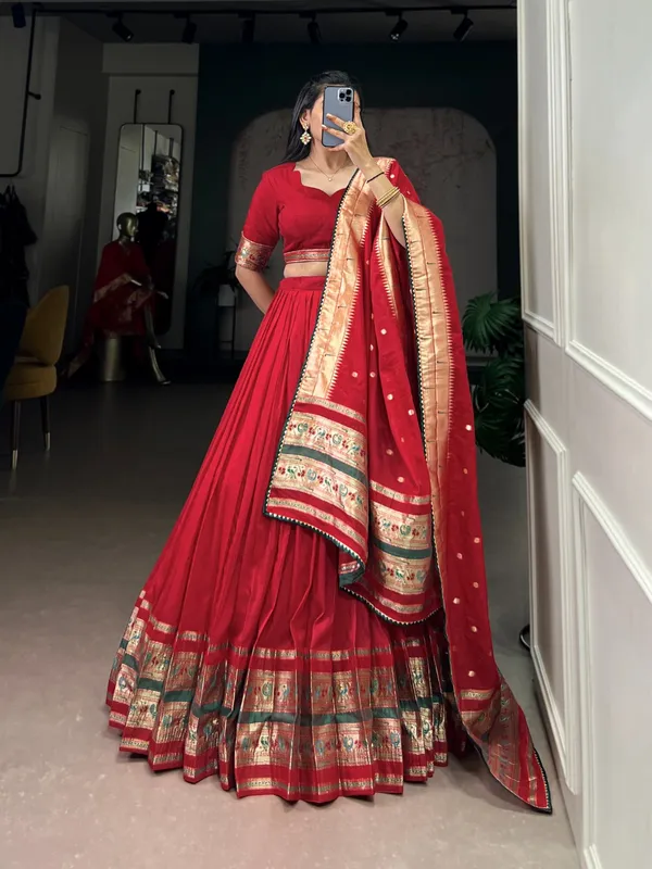 Red_Embroidered_Lehenga_Choli_With_Dupatta