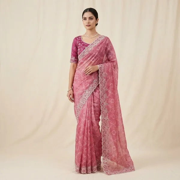 Pink_Embroidered_Saree_With_Unstitched_Blouse_-_Traditional_Indian_Ethnic_Wear