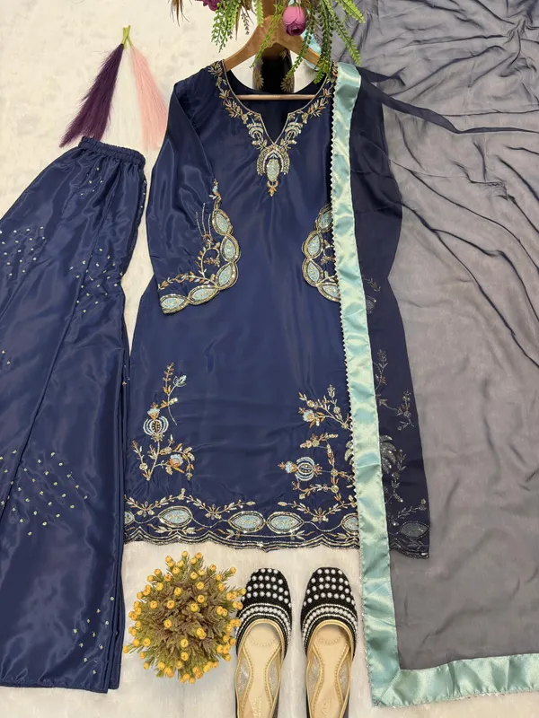Navy_Blue_Embroidered_Sharara_Suit_Set_With_Floral_Detailing