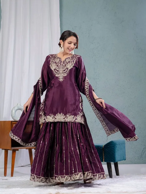Purple_Embroidered_Sharara_Suit_Set_With_Dupatta
