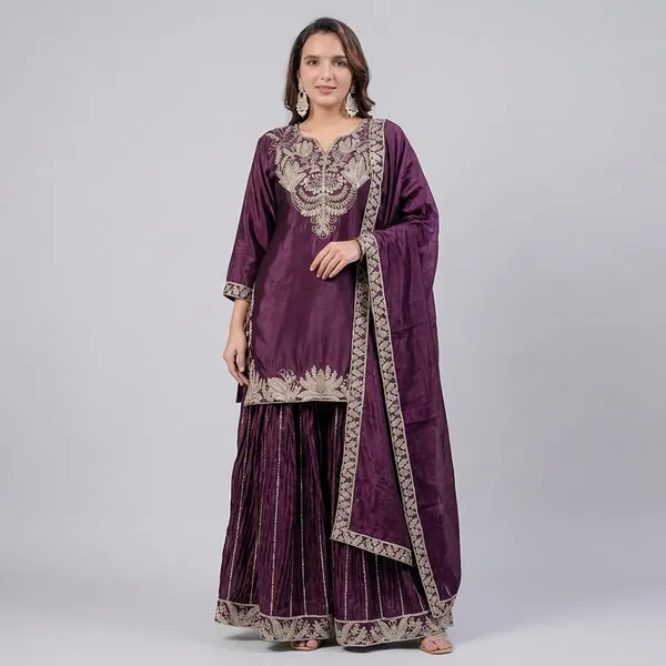 Purple_Embroidered_Sharara_Suit_Set_With_Dupatta