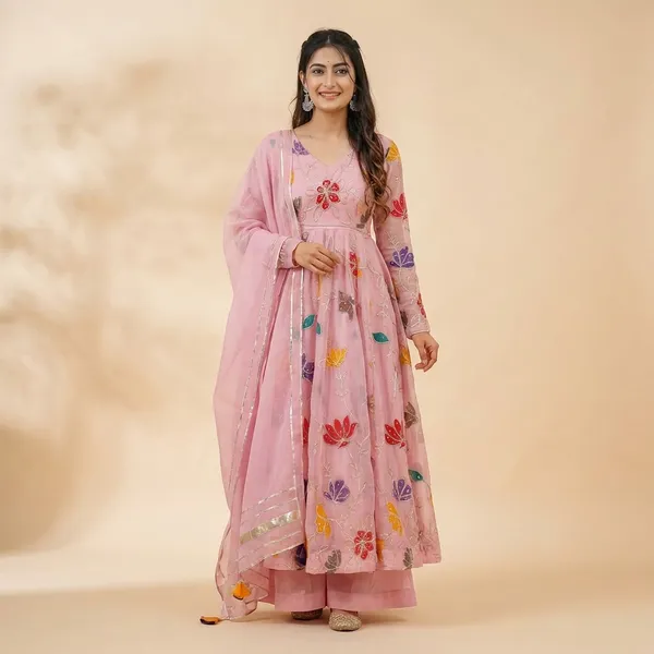 Pink_Embroidered_Anarkali_Suit_With_Dupatta_-_Floral_Print_Ethnic_Dress_Set