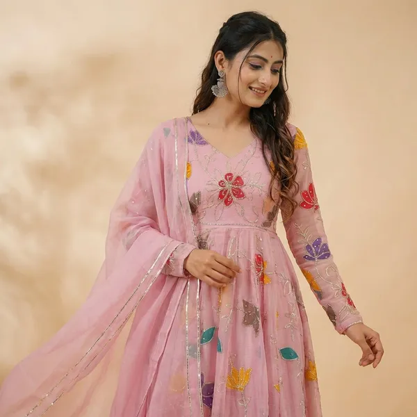 Pink_Embroidered_Anarkali_Suit_With_Dupatta_-_Floral_Print_Ethnic_Dress_Set