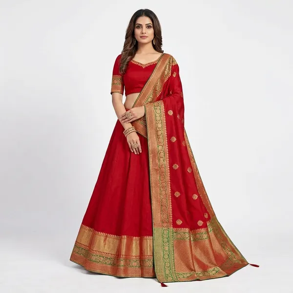 Red_Embroidered_Lehenga_Choli_With_Dupatta