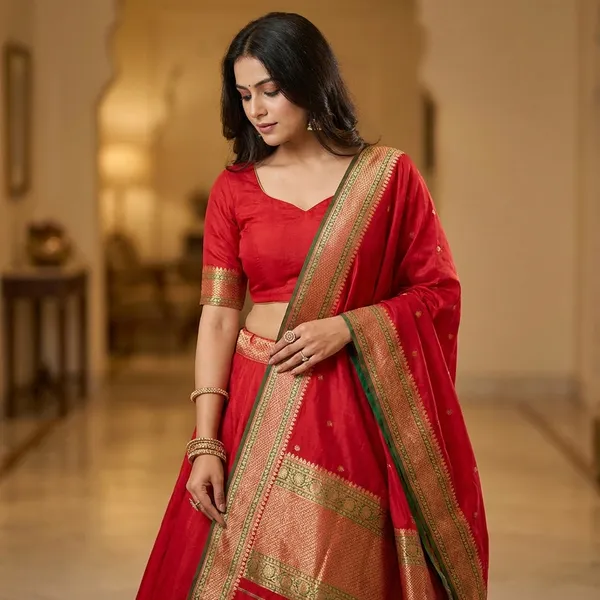 Red_Embroidered_Lehenga_Choli_With_Dupatta