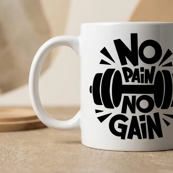 White_And_Black_Ceramic_No_Pain_No_Gain_Gym_Motivation_Coffee_Mug