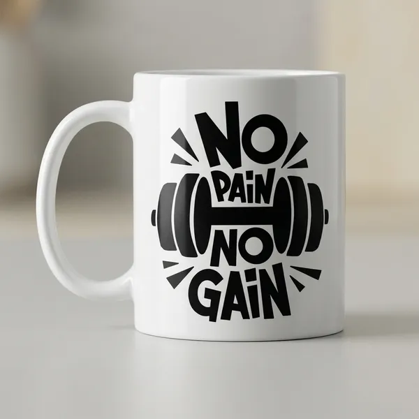 White_And_Black_Ceramic_No_Pain_No_Gain_Gym_Motivation_Coffee_Mug
