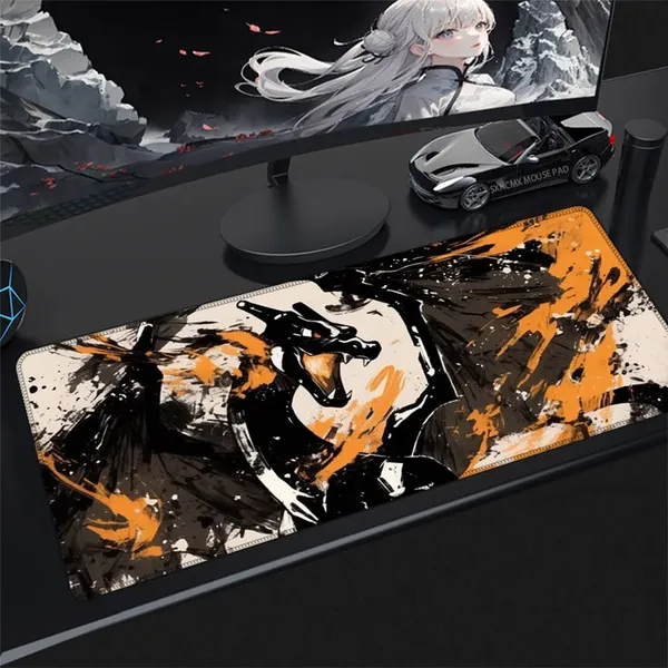 Black_And_Orange_Large_Gaming_Mouse_Pad_Abstract_Art_Design