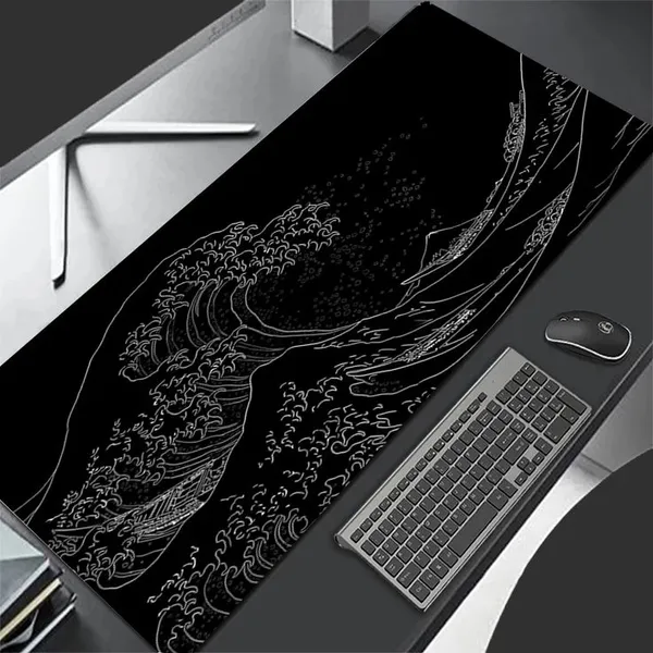 Black_Japanese_Wave_Art_Extended_Gaming_Mouse_Pad