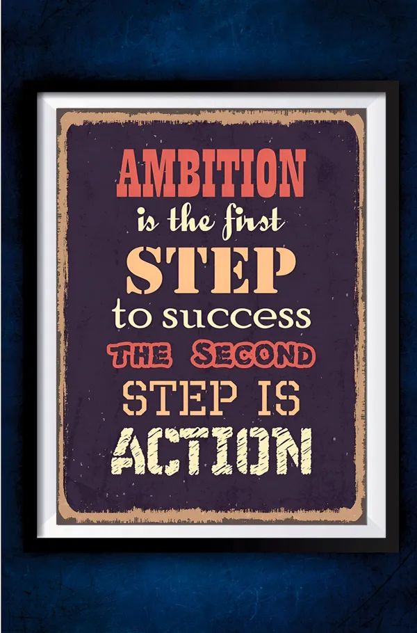 Multicolor_Acrylic_Ambition_Is_The_First_Step_Motivation_Poster_For_Home_Decor