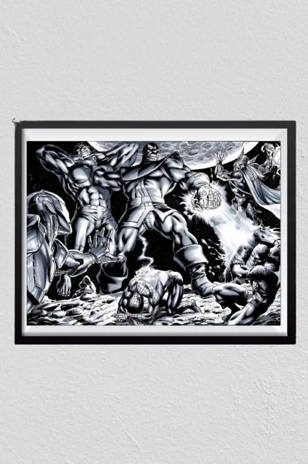 Multicolor_Acrylic_Thanos_Vs_Avengers_And_White_Marvel_Poster_For_Home_Decor