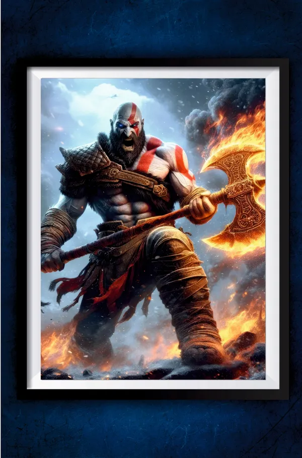 Multicolor_Acrylic_God_Of_War_With_The_Leviathan_Games_Poster_For_Home_Decor