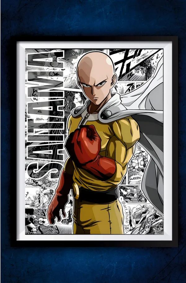 Multicolor_Acrylic_Saitama_Manga_One_Punch_Man_Poster_For_Home_Decor