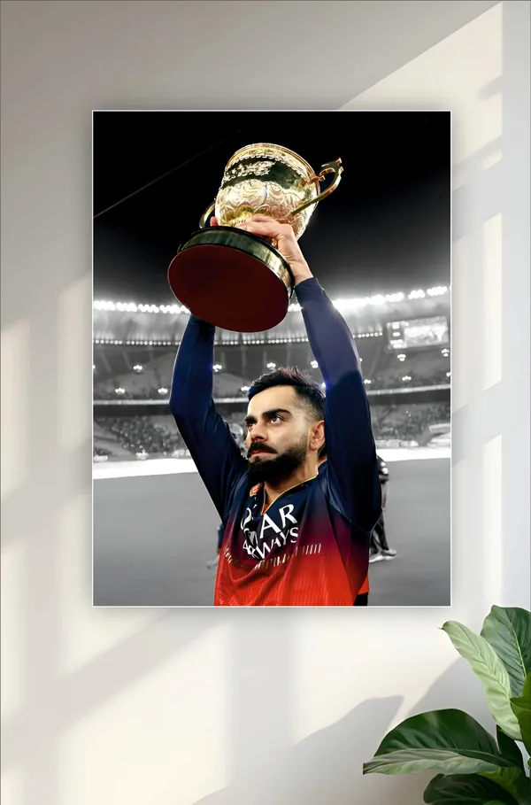 Multicolor_Acrylic_Virat_Kohli_Lifting_Ipl_Trophy_Rcb_Poster_For_Home_Decor