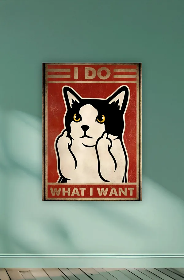 Multicolor_Acrylic_Cat_I_Do_What_I_Want_Aesthetic_Poster_For_Home_Decor