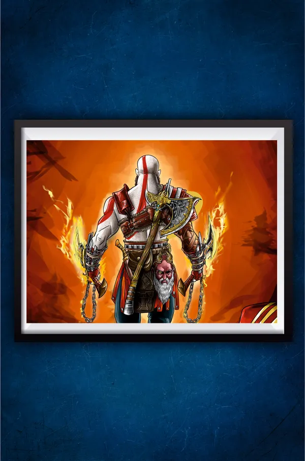 Multicolor_Acrylic_Kratos_God_Of_War_Games_Poster_For_Home_Decor