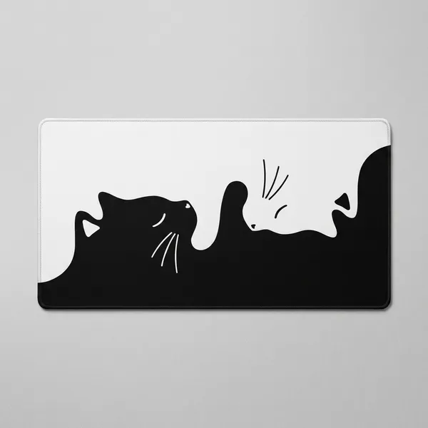 Black_And_White_Cat_Design_Extended_Gaming_Mouse_Pad
