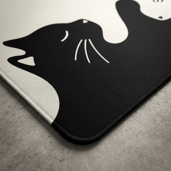 Black_And_White_Cat_Design_Extended_Gaming_Mouse_Pad