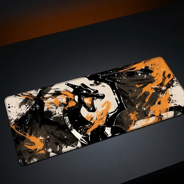 Black_And_Orange_Large_Gaming_Mouse_Pad_Abstract_Art_Design
