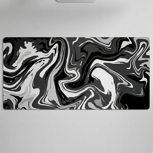 Black_And_White_Marble_Swirl_Design_Extended_Gaming_Mouse_Pad