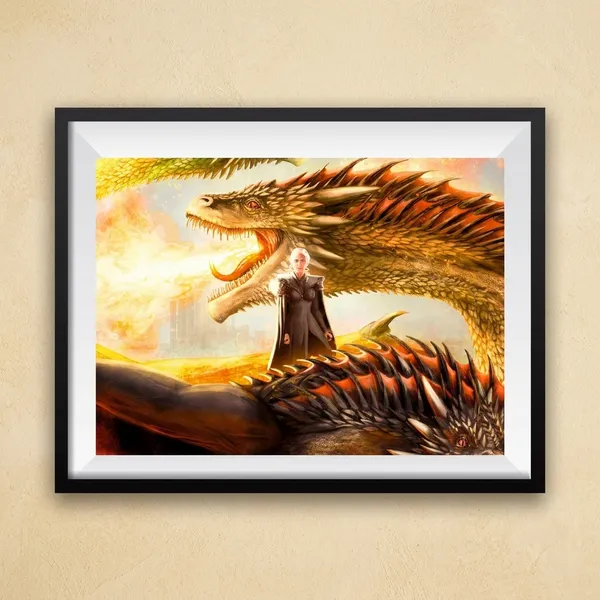 Multicolor_Acrylic_Daenerys_With_Dragon_Game_Of_Thrones_Poster_For_Home_Decor