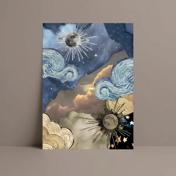 Multicolor_Acrylic_Earth_Sun_Star_Abstract_Aesthetic_Poster_For_Home_Decor