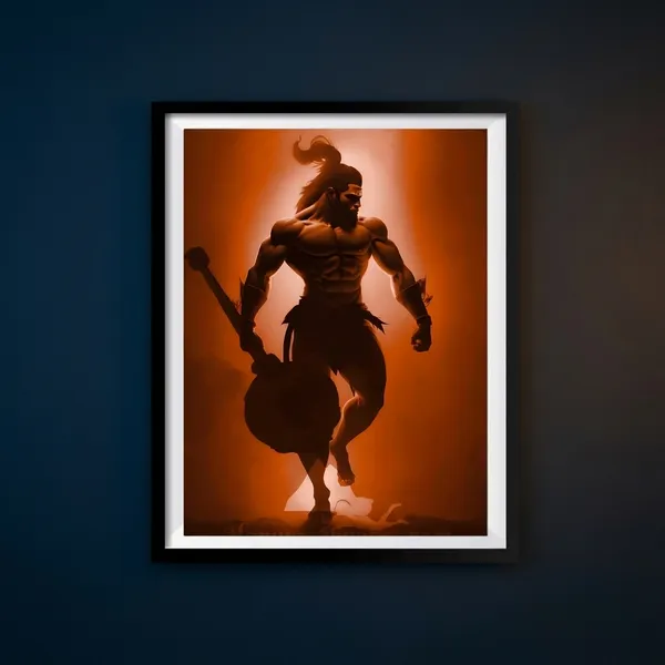 Multicolor_Acrylic_Hanuman_Ji_With_Gada_Devotional_Poster_For_Home_Decor