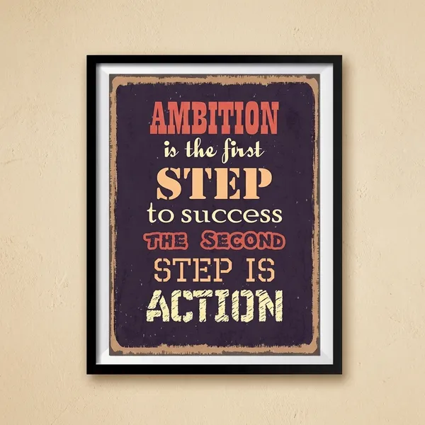 Multicolor_Acrylic_Ambition_Is_The_First_Step_Motivation_Poster_For_Home_Decor
