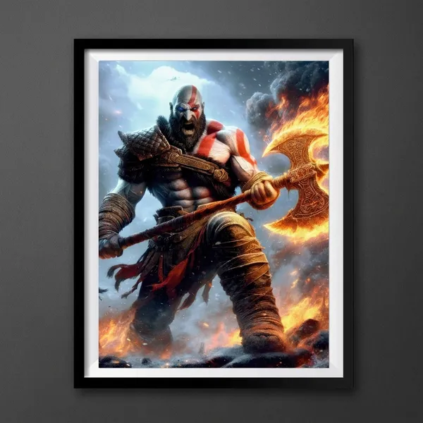 Multicolor_Acrylic_God_Of_War_With_The_Leviathan_Games_Poster_For_Home_Decor